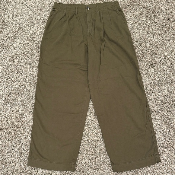 Free People Pants - FREE PEOPLE Olive Green High Waist Wide Leg Pleated Trouser Pants Size 10